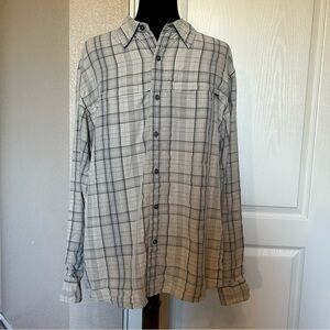 Royal Robbins Tan Plaid‎ Button Down Long Sleeve Shirt Size Large